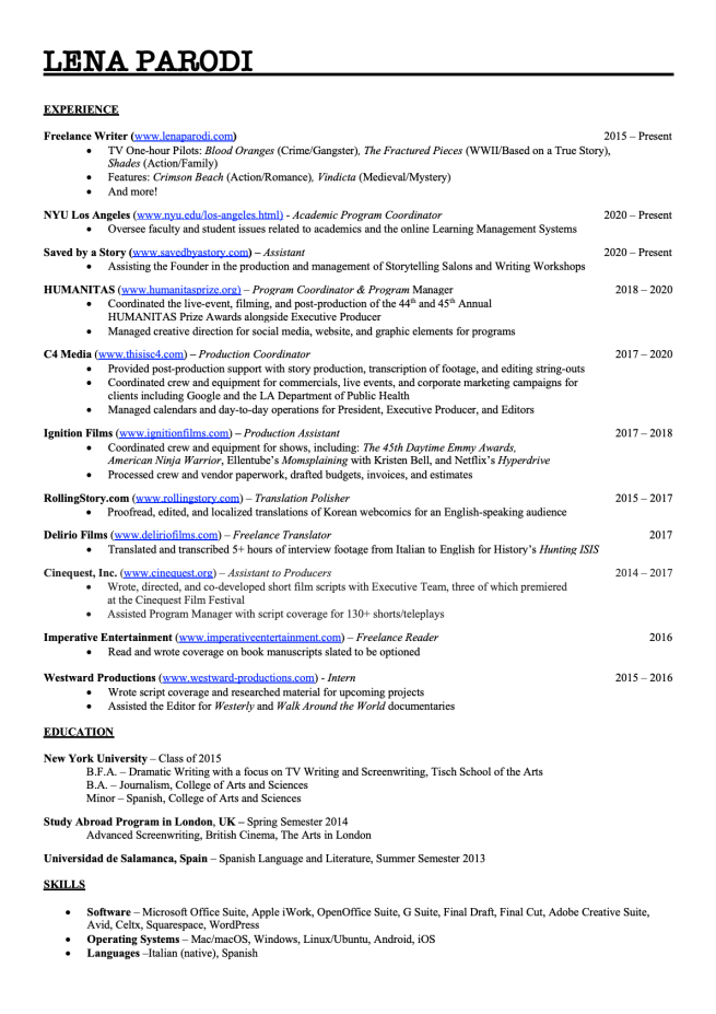 Lena Parodi - Resume